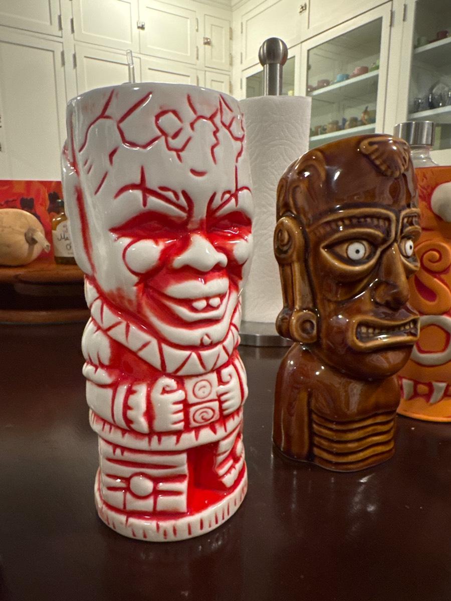 Vintage Tiki Mug Set - Rare Hand-Painted Ceramic