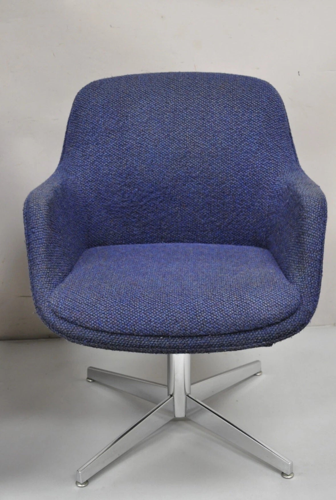 Modern Blue Upholstered Swivel Chair